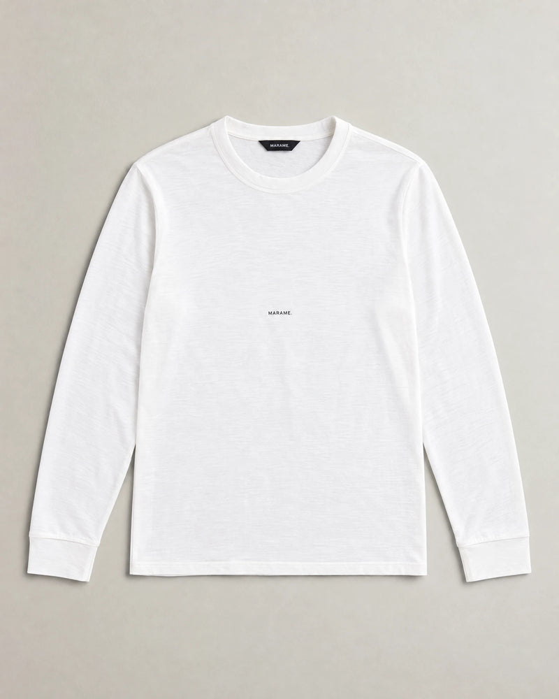 Lyocell Blend Long Sleeve Logo T-Shirt campaign 09|white