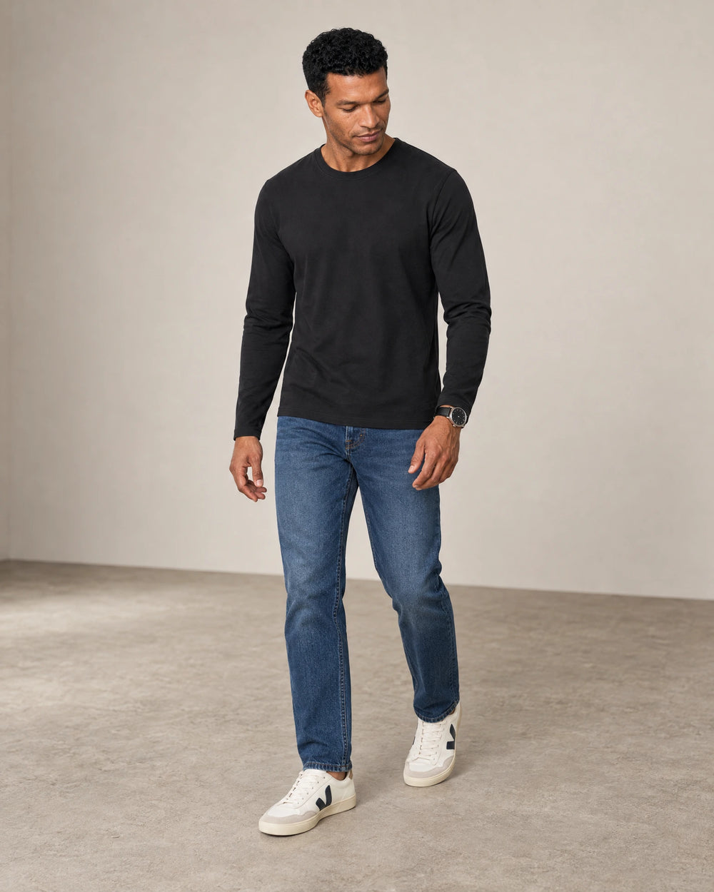 Lyocell Blend Long Sleeve T-Shirt campaign 06|black