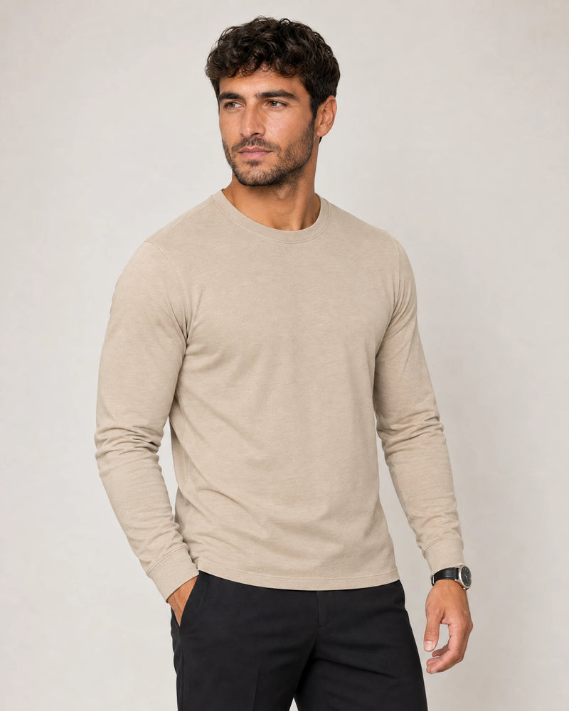 Lyocell Blend Long Sleeve T-Shirt campaign 01|canyon clay