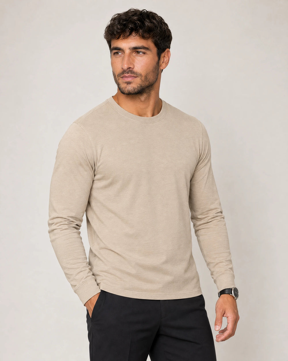 Lyocell Blend Long Sleeve T-Shirt campaign 01|canyon clay