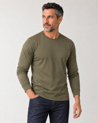 Lyocell Blend Long Sleeve T-Shirt campaign 01|olive