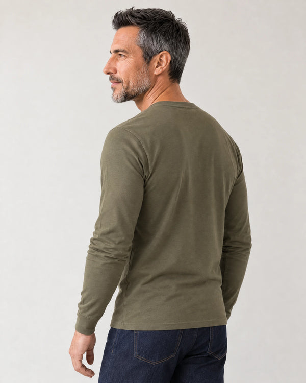 Lyocell Blend Long Sleeve T-Shirt campaign 04|olive