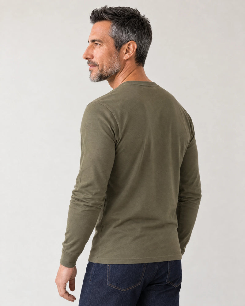 Lyocell Blend Long Sleeve T-Shirt campaign 04|olive