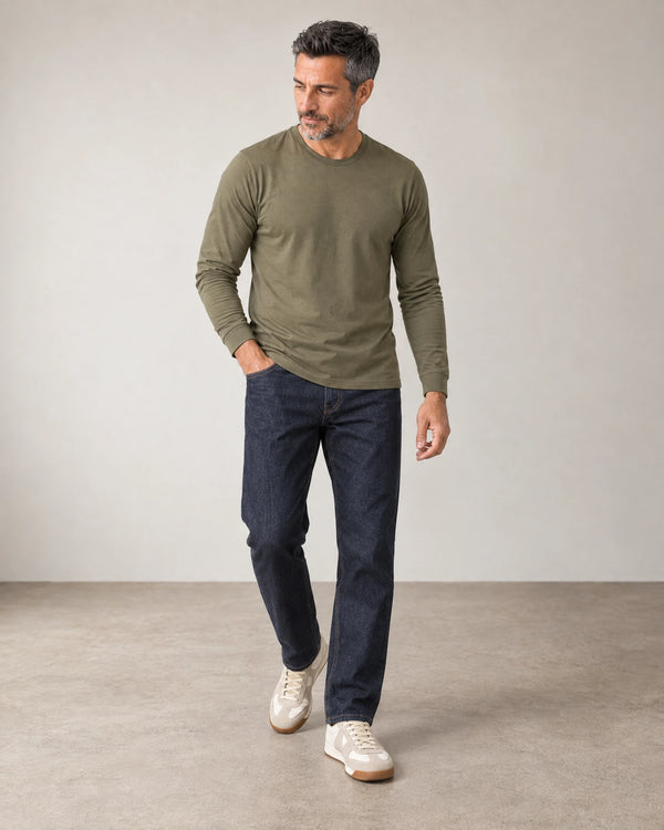 Lyocell Blend Long Sleeve T-Shirt campaign 06|olive