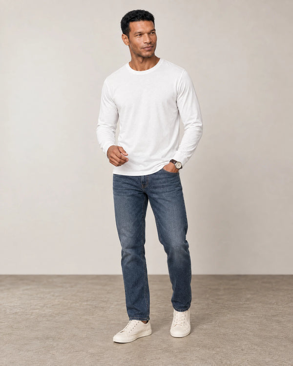 Lyocell Blend Long Sleeve T-Shirt campaign 02|white