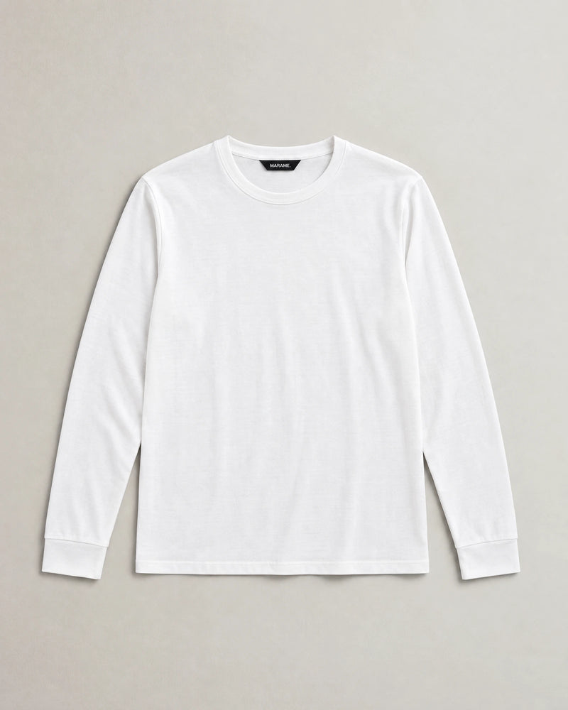 Lyocell Blend Long Sleeve T-Shirt campaign 09|white