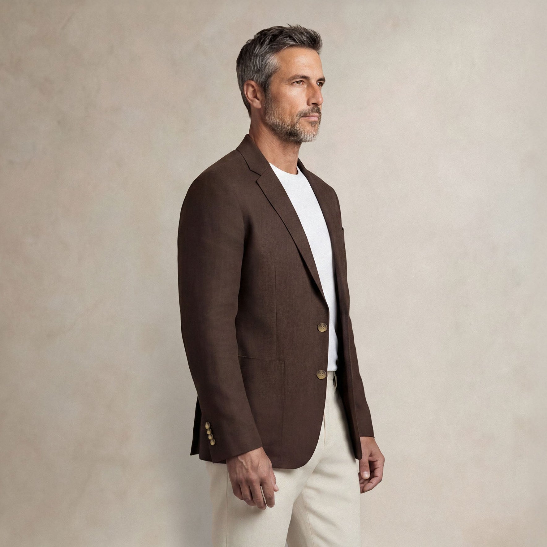 front |brown linen