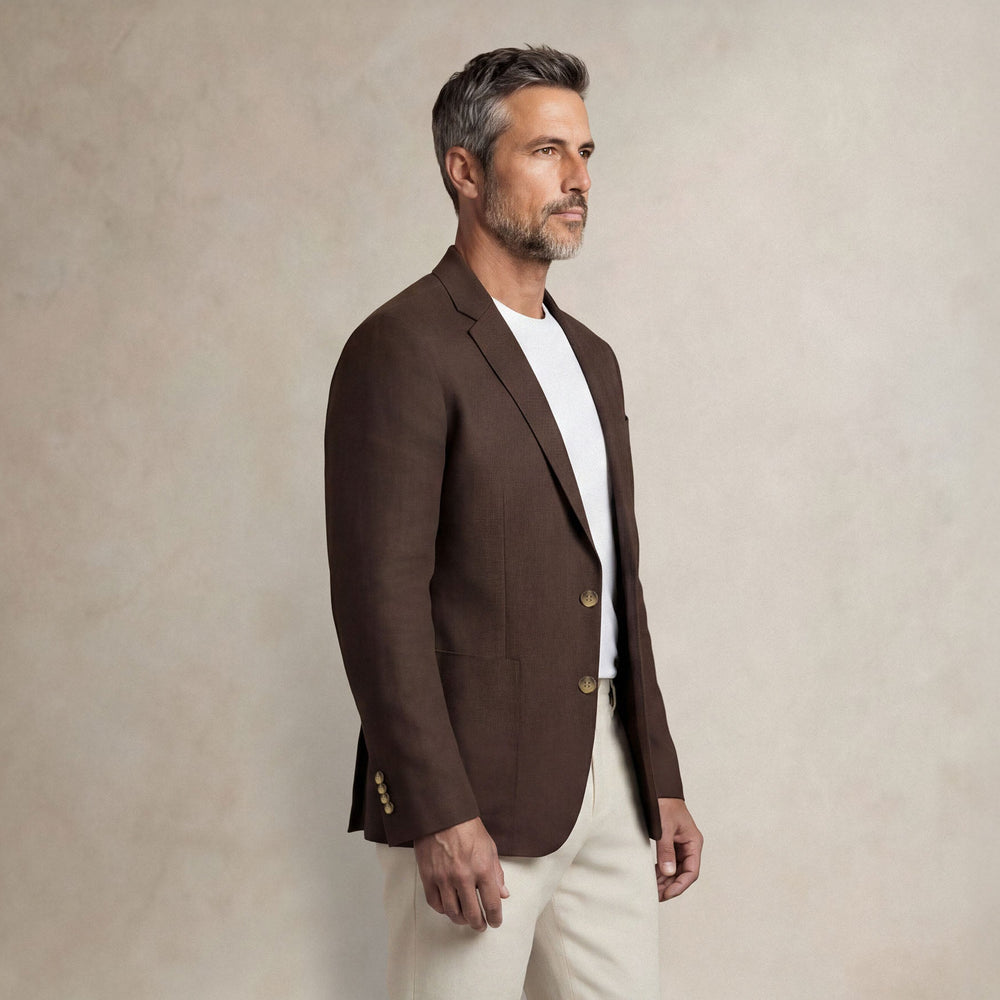 front |brown linen