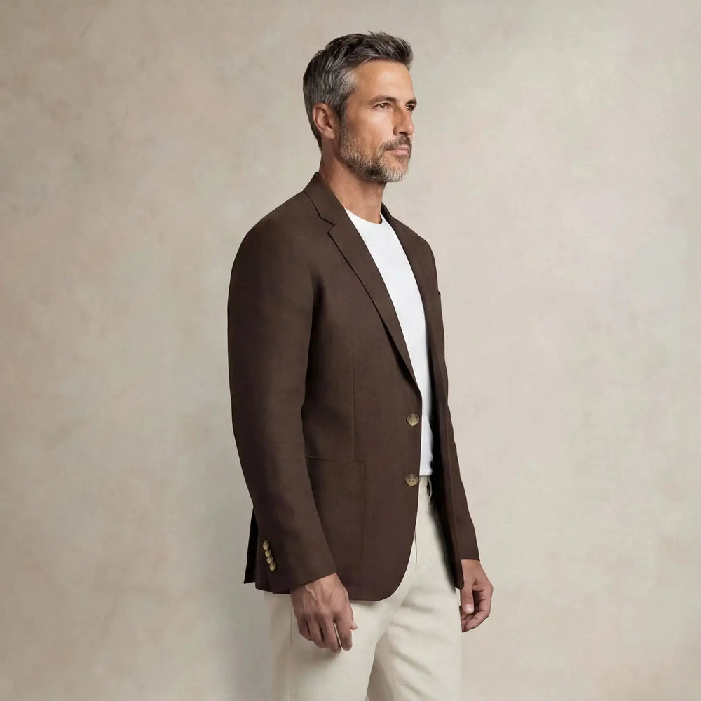 front |brown linen