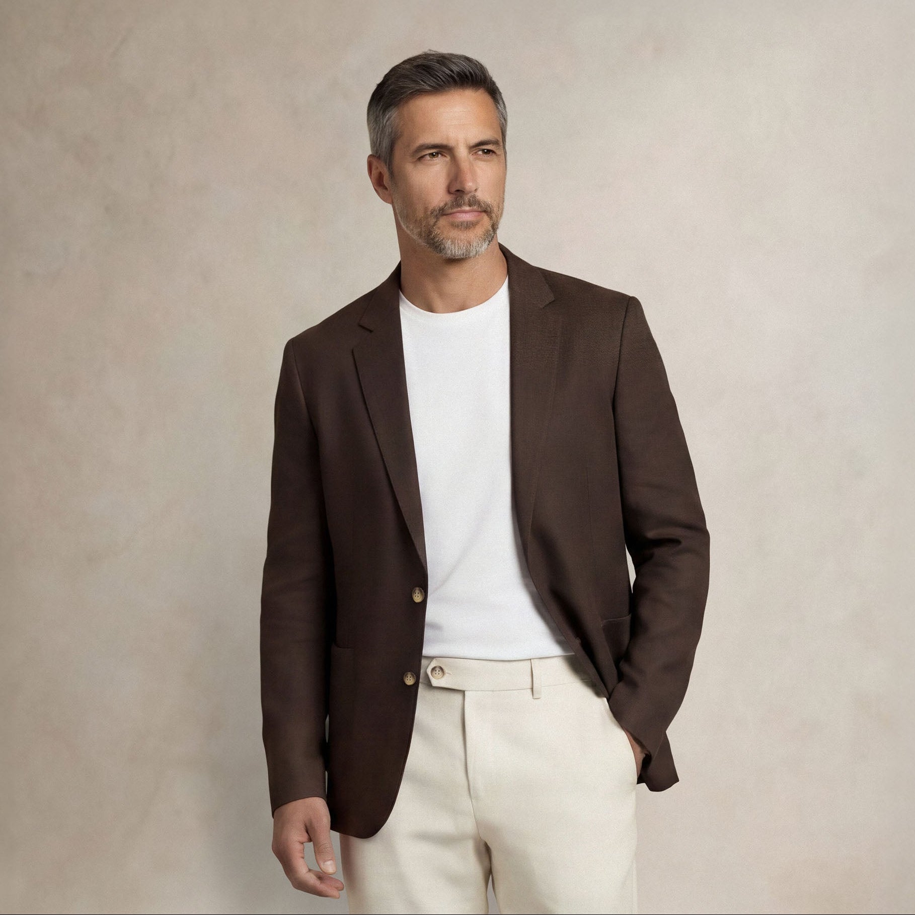 front |brown linen