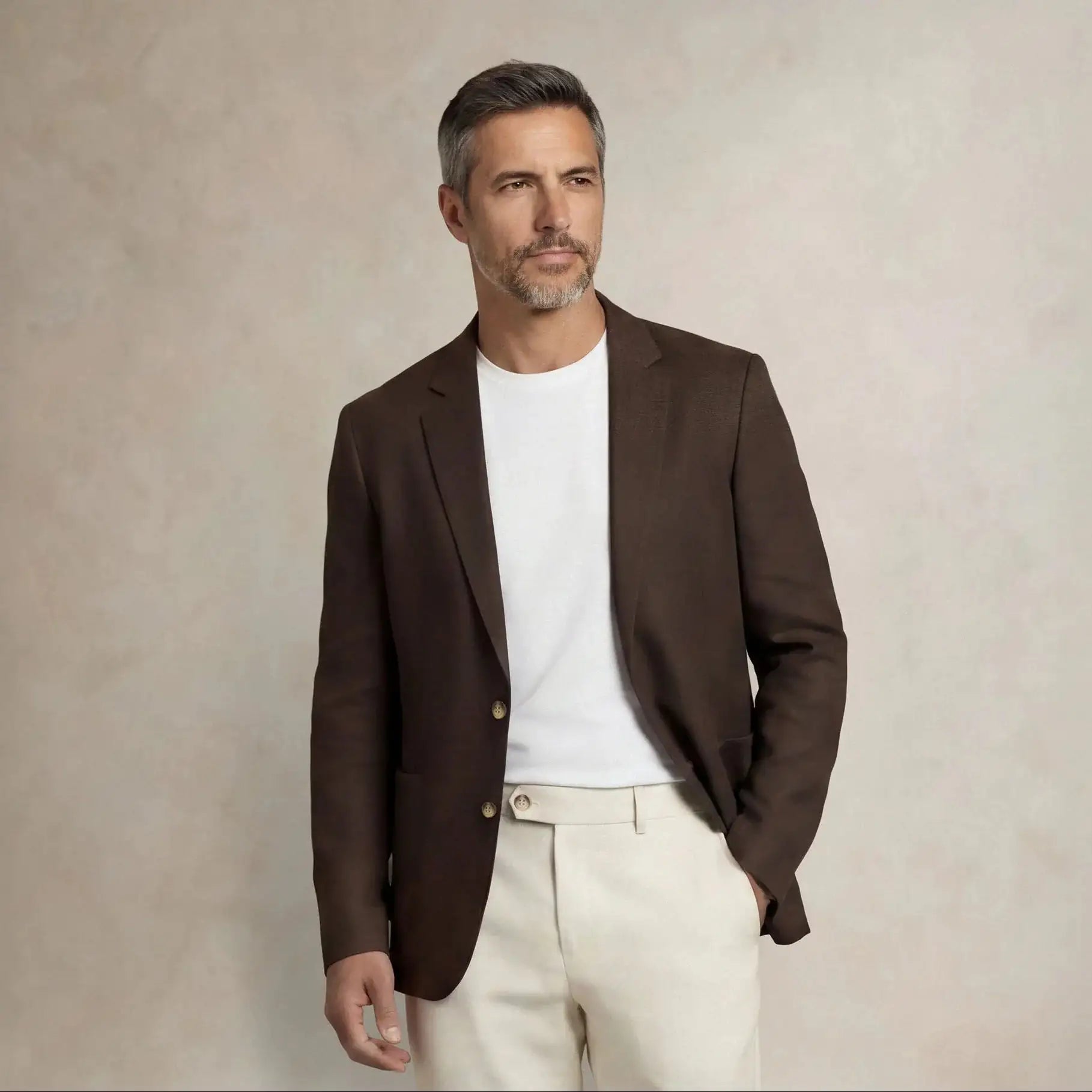 front |brown linen