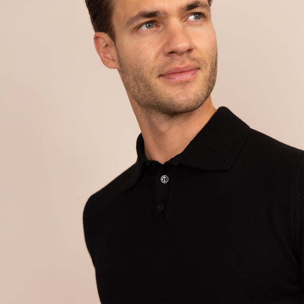 Italian Merino/Cotton Long Sleeve Polo