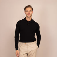 Italian Merino/Cotton Long Sleeve Polo