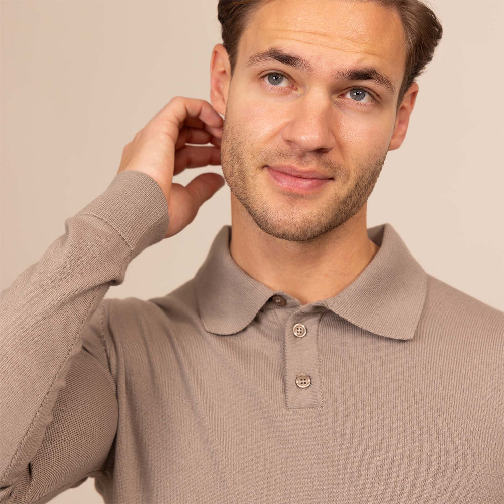 Italian Merino/Cotton Long Sleeve Polo