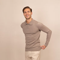 Italian Merino/Cotton Long Sleeve Polo