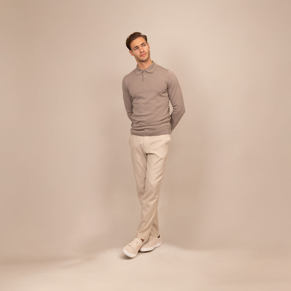 Italian Merino/Cotton Long Sleeve Polo