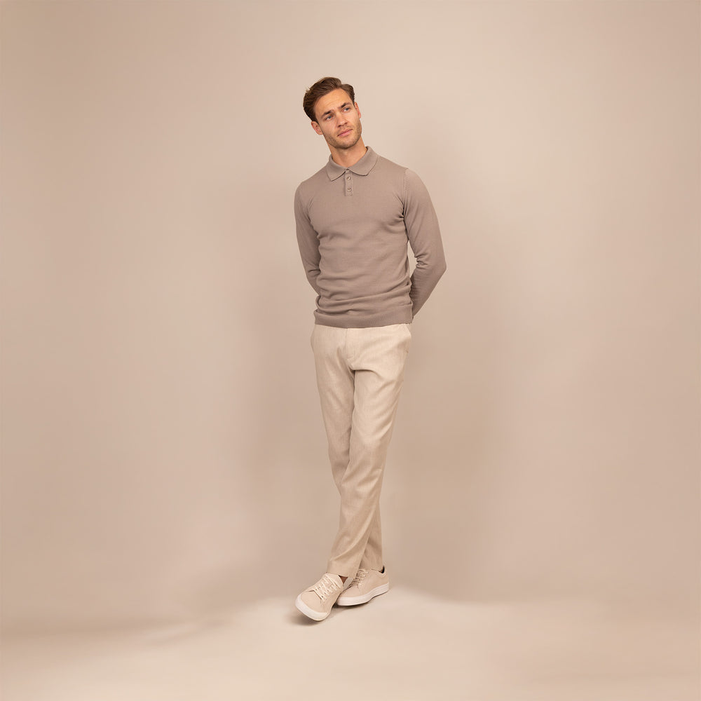 Italian Merino/Cotton Long Sleeve Polo