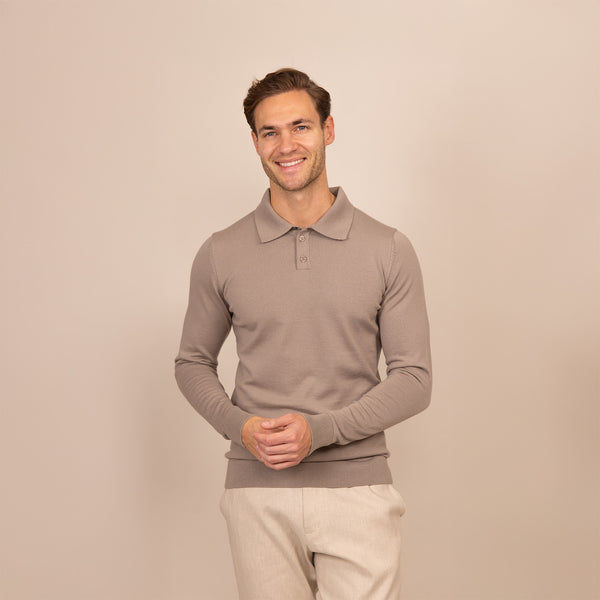 Italian Merino/Cotton Long Sleeve Polo