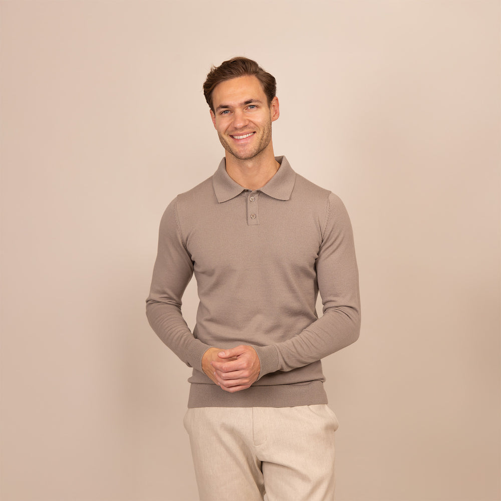 Italian Merino/Cotton Long Sleeve Polo