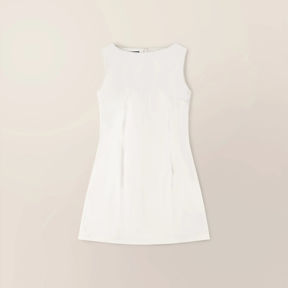 Mid-Thigh Boat Neck Dress