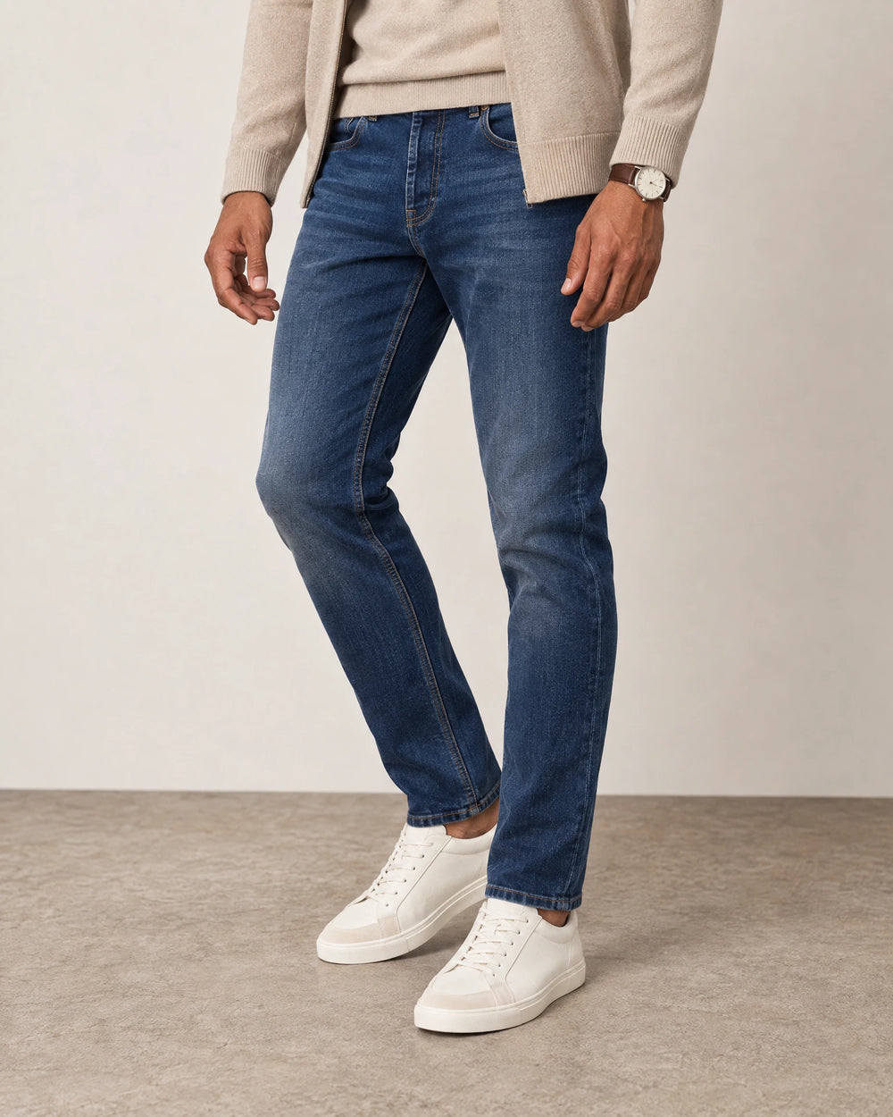 Slim Leg Jeans campaign 05|navy wash denim