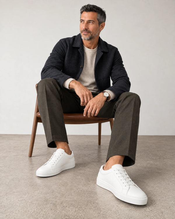 Smart Leather Trainers campaign 06|white