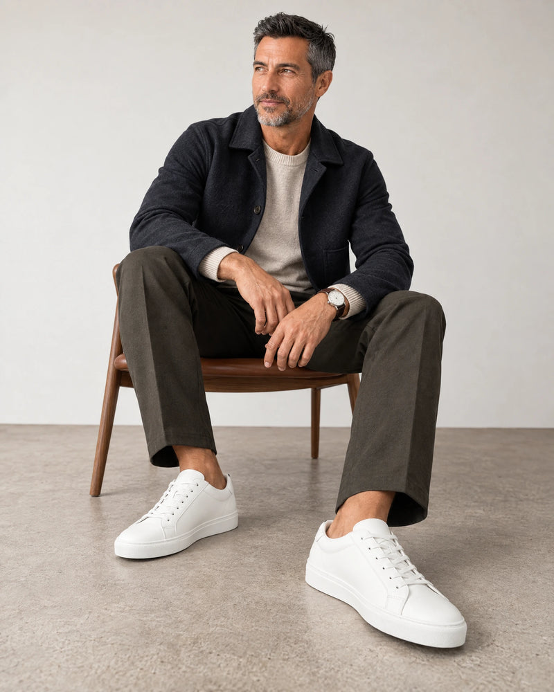 Smart Leather Trainers campaign 06|white