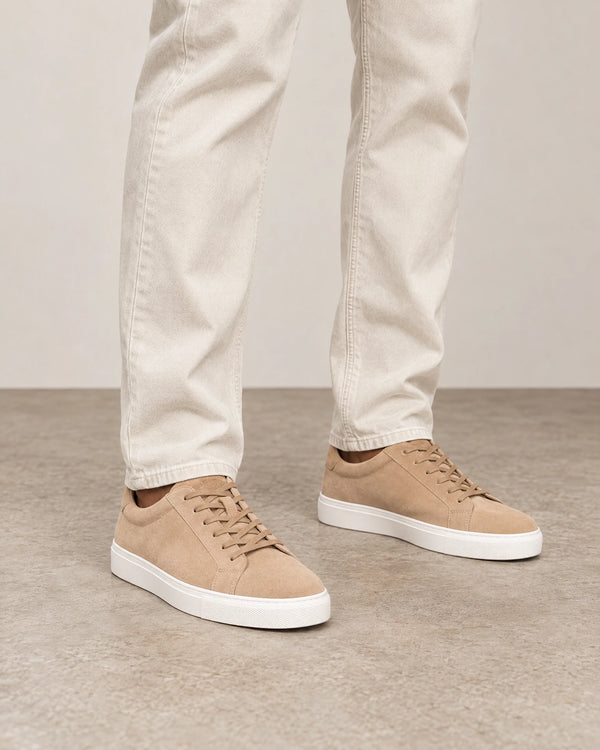 Smart Suede Trainers campaign 01|sandstone