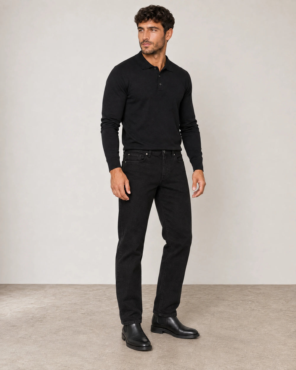 Straight Leg Jeans campaign 01|black denim