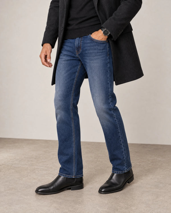 Straight Leg Jeans campaign 05|navy wash denim