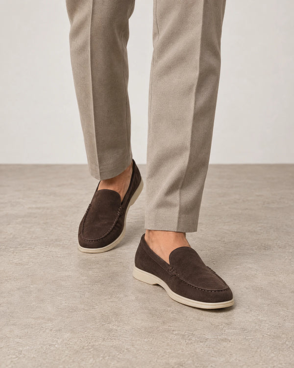 Suede Loafers campaign 02|burnt brown