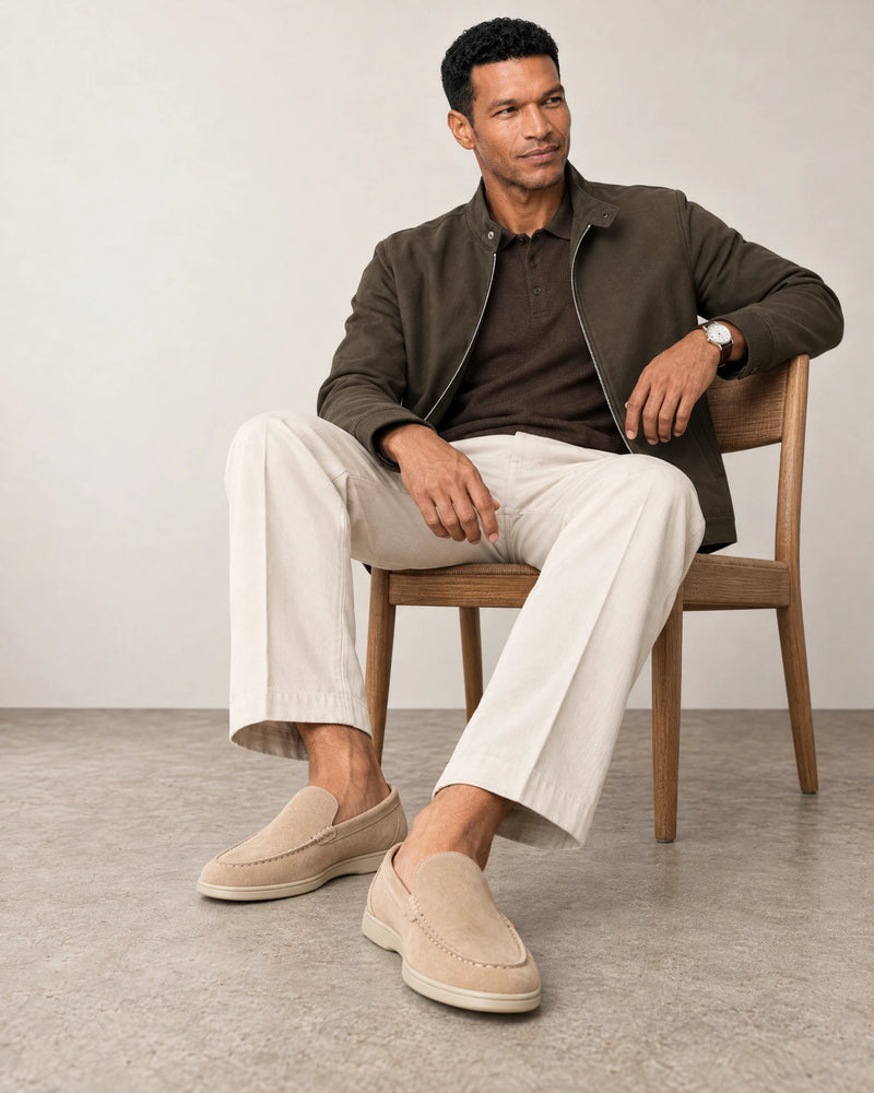 Suede Loafers campaign 06|sandstone