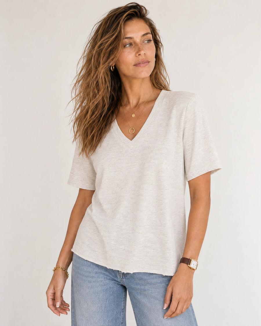 The Melange Shoulder Pad V-Neck
