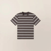 Woman wearing a Marame Regular Fit Striped T-Shirt in Ash Sand/White Snow, front view. |Ash Sand/White Snow