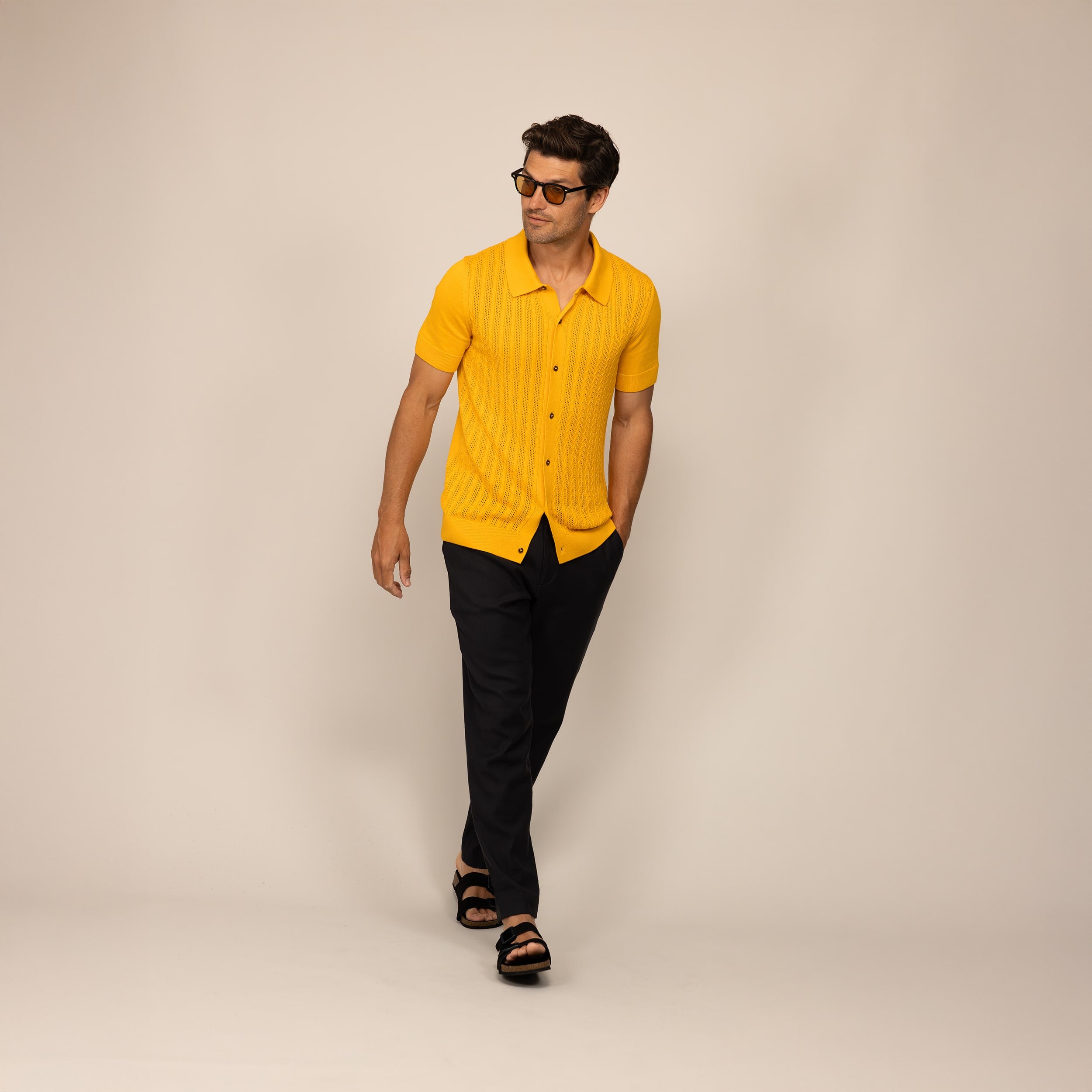 Cable Knit Short Sleeve Shirt
