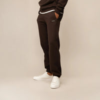 Man wearing Marame Cotton Fleece Joggers in Smoked Brown, front view.|smoked brown