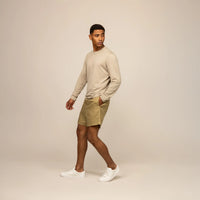 Man wearing a Marame Long Sleeve Logo T-Shirt in Canyon Clay, front view.