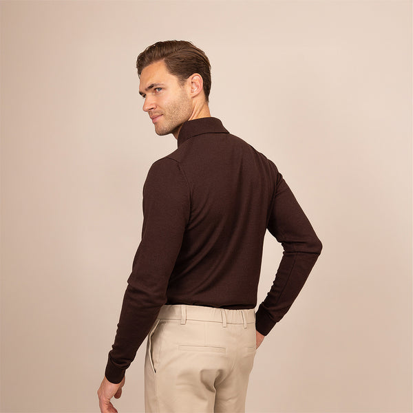 Italian Merino/Cotton Long Sleeve Polo