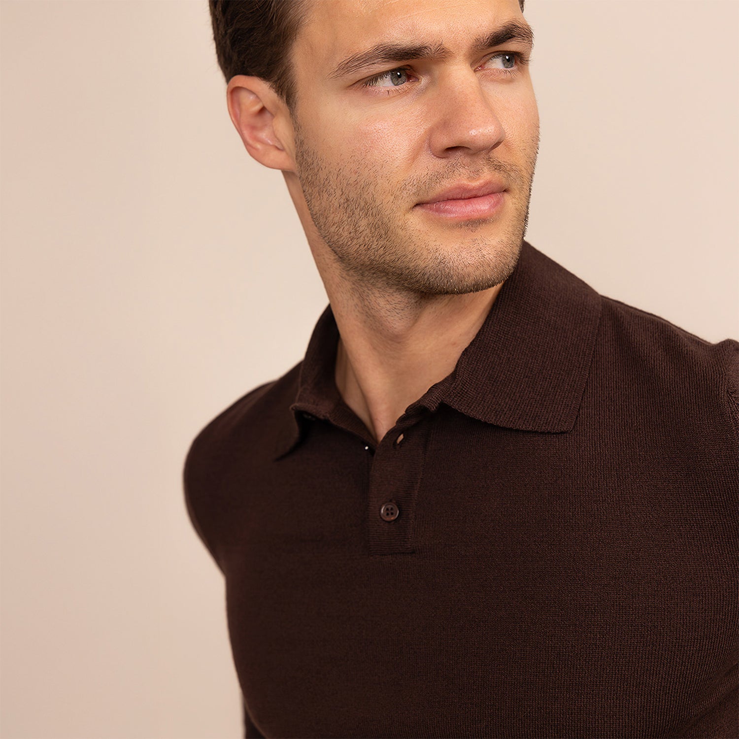Italian Merino/Cotton Long Sleeve Polo