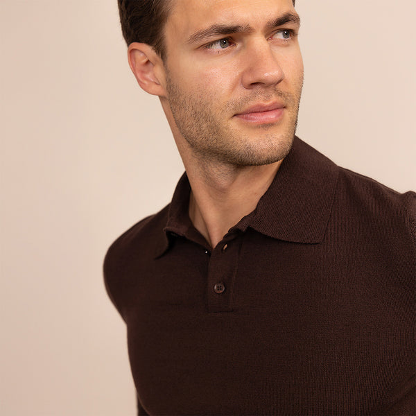 Italian Merino/Cotton Long Sleeve Polo