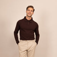 Italian Merino/Cotton Long Sleeve Polo