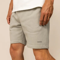 Man wearing Lounge Shorts in Wolf Grey, front view. |Wolf Green