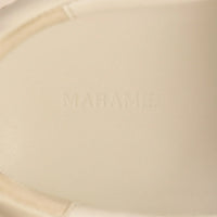 Marame Smart Leather Contrast Trainers in White/Beige, closeup.