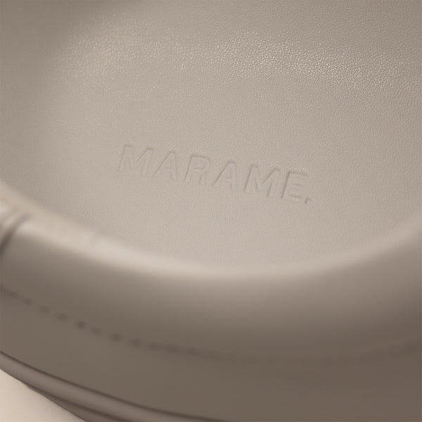 Marame Smart Leather Trainers in White, closeup.