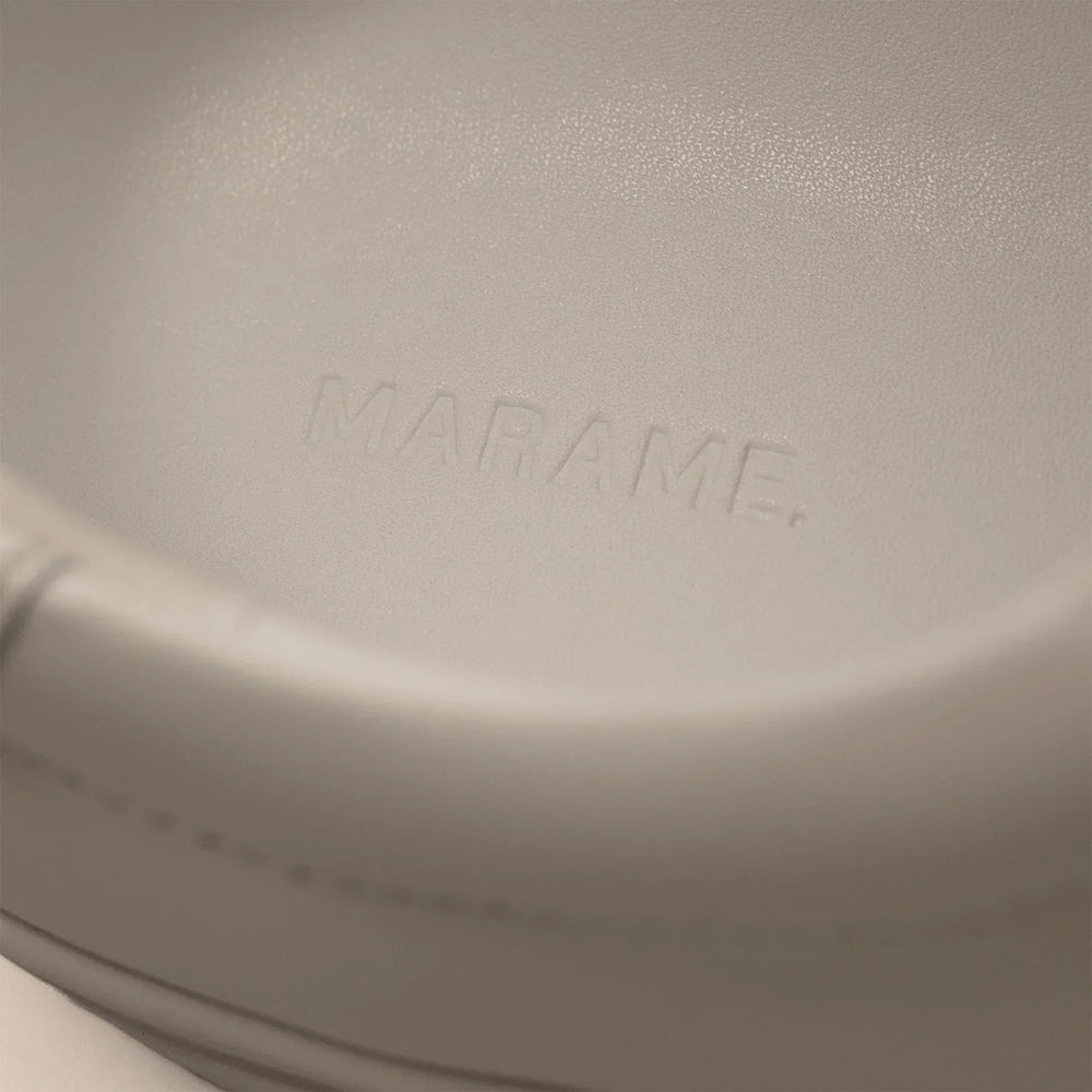 Marame Smart Leather Trainers in White, closeup.