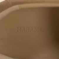 Marame Smart Suede Trainers in Sandstone, closeup.