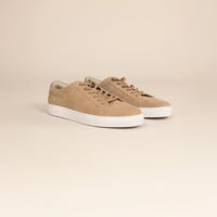 Marame Smart Suede Trainers in Sandstone, front view.
