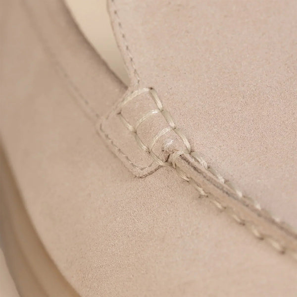 Marame Suede Loafers in Grey, closeup. |grey
