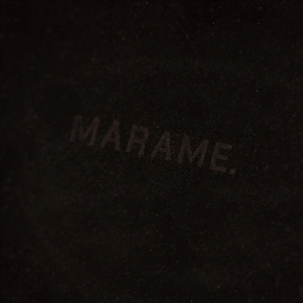 Marame Suede Sandals in Black, closeup.