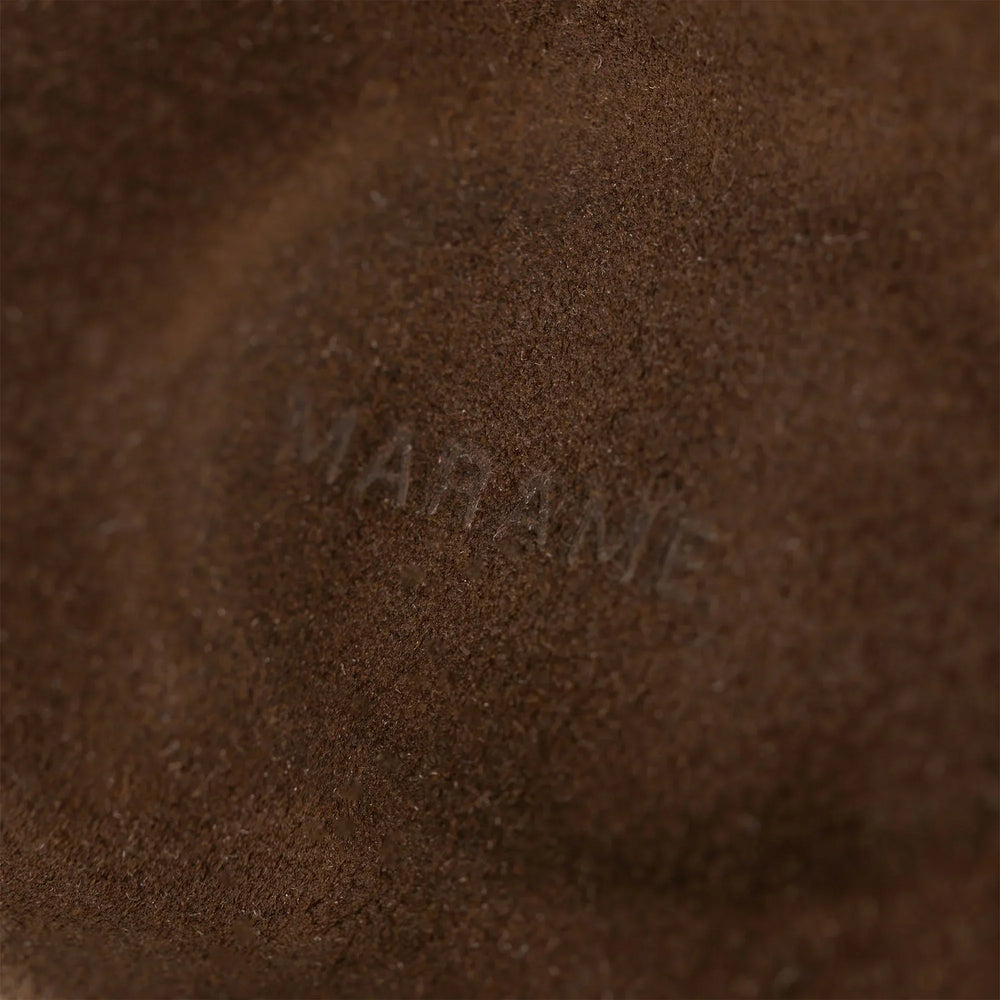 Marame Suede Sandals in Brown, closeup.